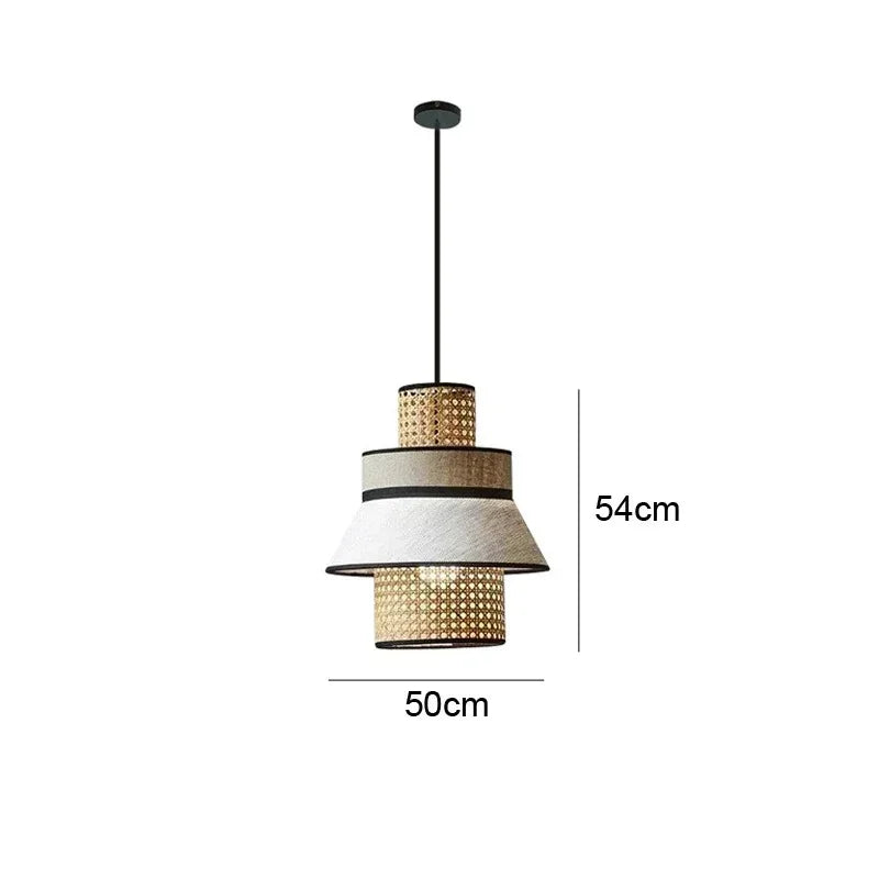 Dimension card for the 50 by 45 cm woven rattan shade