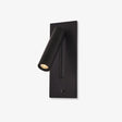 Black recessed wall light with a slim rotating reading spot on a flat plate