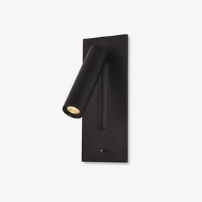 Black recessed wall light with a slim rotating reading spot on a flat plate