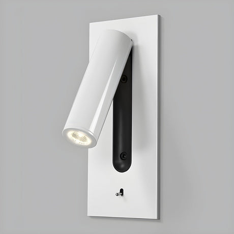 The white finish on a gray background, with its switch on the plate
