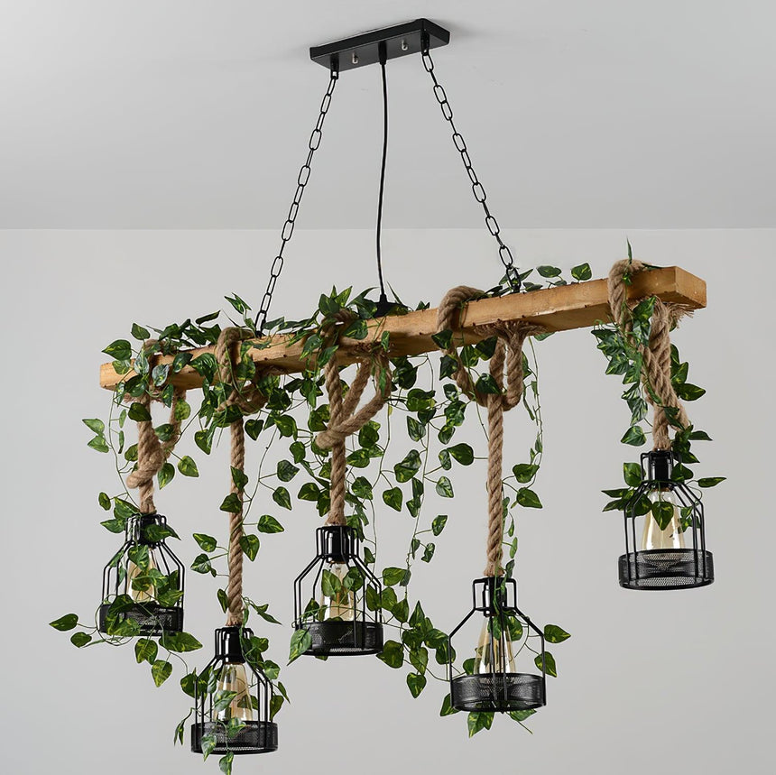 The eight cage version against a plain gray background, cages hung at two different heights