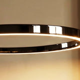 The black ring seen from the side, a continuous line of light along its inner face