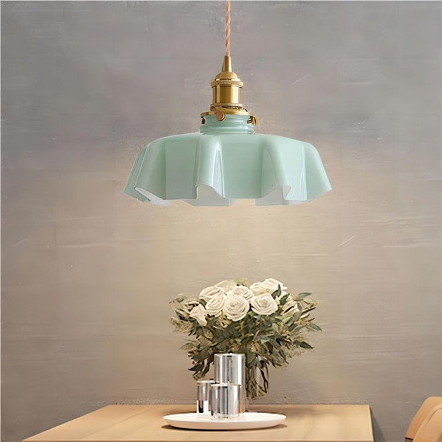 Cream Glass Pendant Light Floral Shade