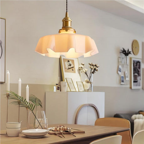 Cream Glass Pendant Light Floral Shade