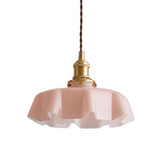 Cream Glass Pendant Light Floral Shade