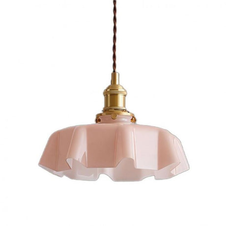 Cream Glass Pendant Light Floral Shade