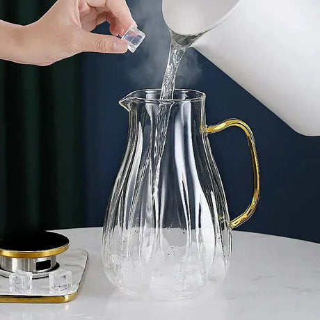 Glass Pitcher Set side angle product view - OpalDwell