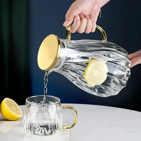 Glass Pitcher Set retro style home decor accent - OpalDwell
