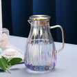Glass Pitcher Set with stainless steel lid retro design - OpalDwell