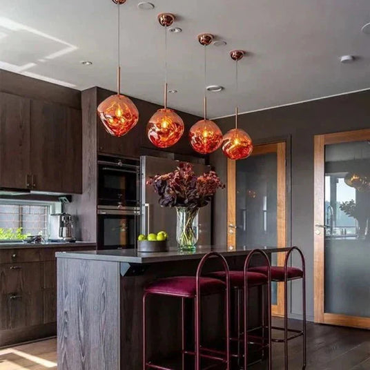Lava finish pendant light detail
