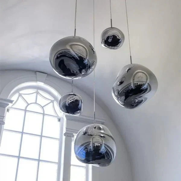Metal Pendant Light Warm Lava-Inspired Texture Accent - OpalDwell