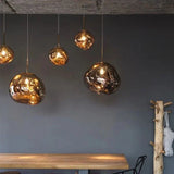 Metal Pendant Light Lava Finish Angled View - OpalDwell