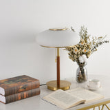 Close view of the fine vertical ribs on the opal glass shade
