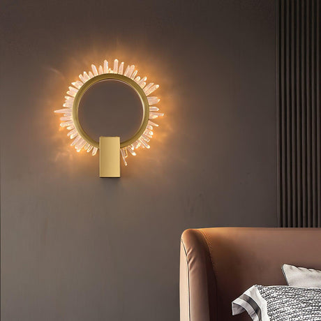 The ring glowing above the back of a leather armchair