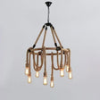 The compact build, a rope crown with six lamps and no visible ring
