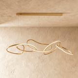The gold loops seen at an angle, showing how the rings interlace in depth