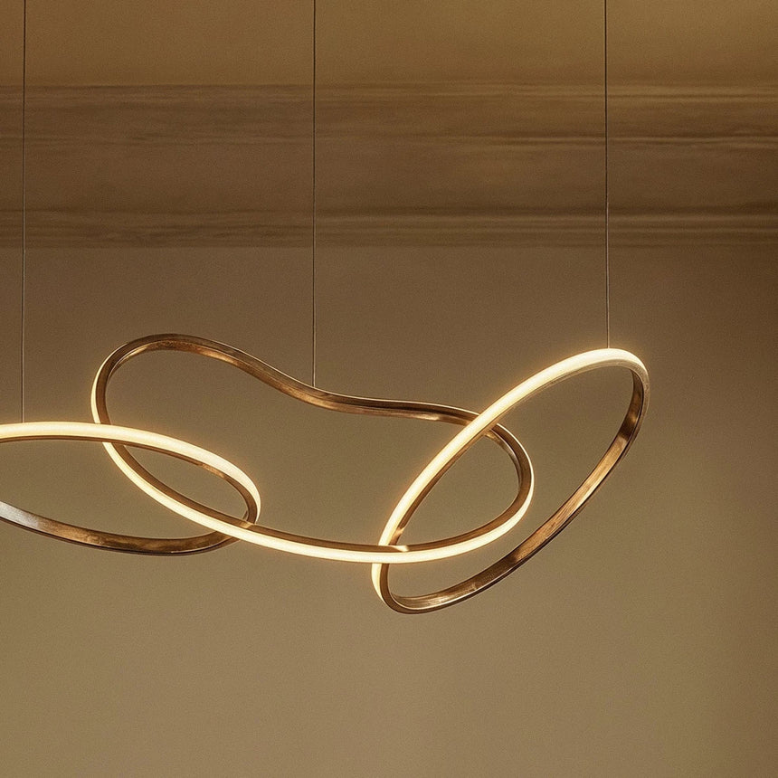 Two of the loops close up, the lit strip running along the inner edge of each