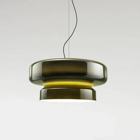 Green tinted glass shade on a plain background