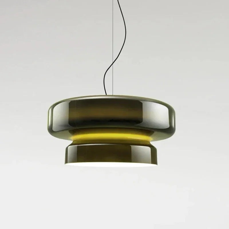 Green tinted glass shade on a plain background