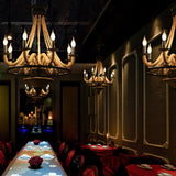 A row of the fittings lit down a long room above a dining table