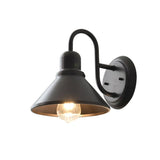 The light lit on a white background, a clear bulb under the black cone