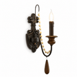 The beaded design with one candle arm, a wood teardrop hanging below it