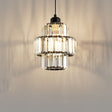 Gold cord crystal ceiling light finish detail