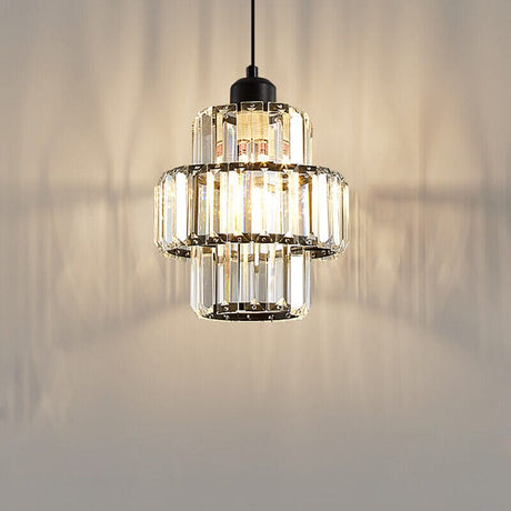Gold cord crystal ceiling light finish detail