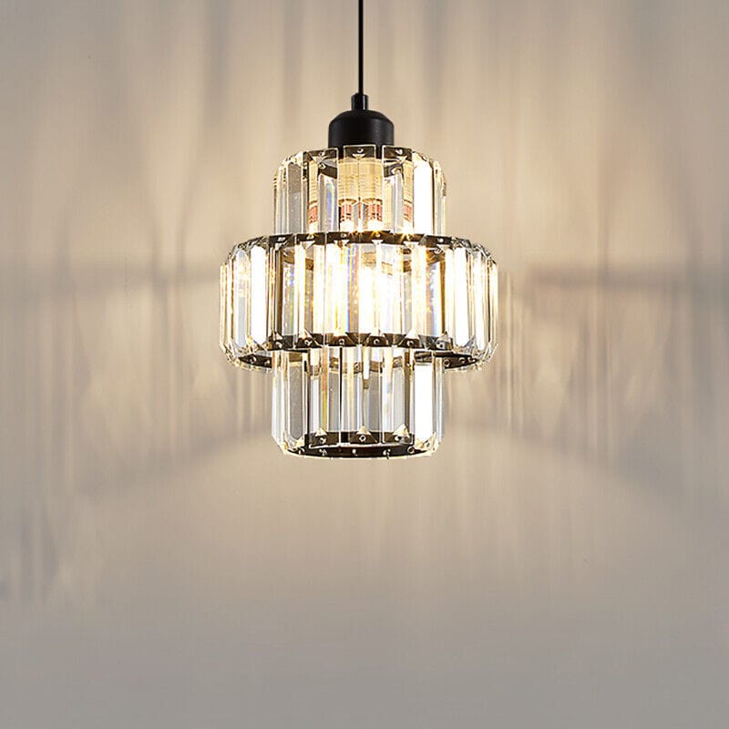 Gold cord crystal ceiling light finish detail
