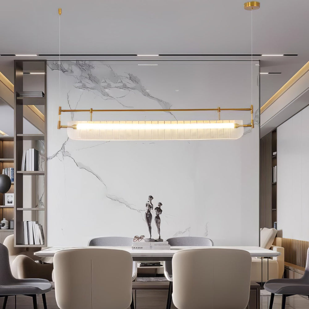 Linear Strip Chandelier in Modern Metal Finish