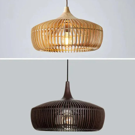Natural wood and walnut shades shown one above the other