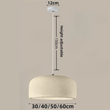 Dimension card for the milk yellow dome in four diameters from 30 to 60 cm