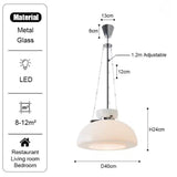 The pendant drawn with its 40 cm width and the 1.2 m adjustable drop marked