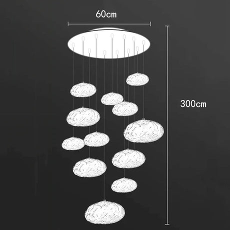 Twelve light version drawn with a 60 cm plate and a 300 cm drop marked