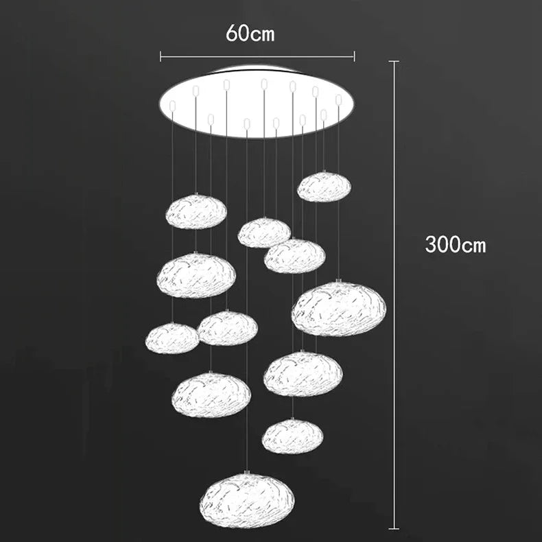 Twelve light version drawn with a 60 cm plate and a 300 cm drop marked