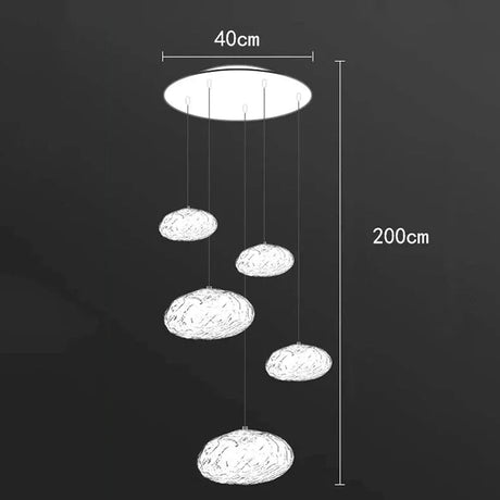 Five light version drawn with a 40 cm plate and a 200 cm drop marked