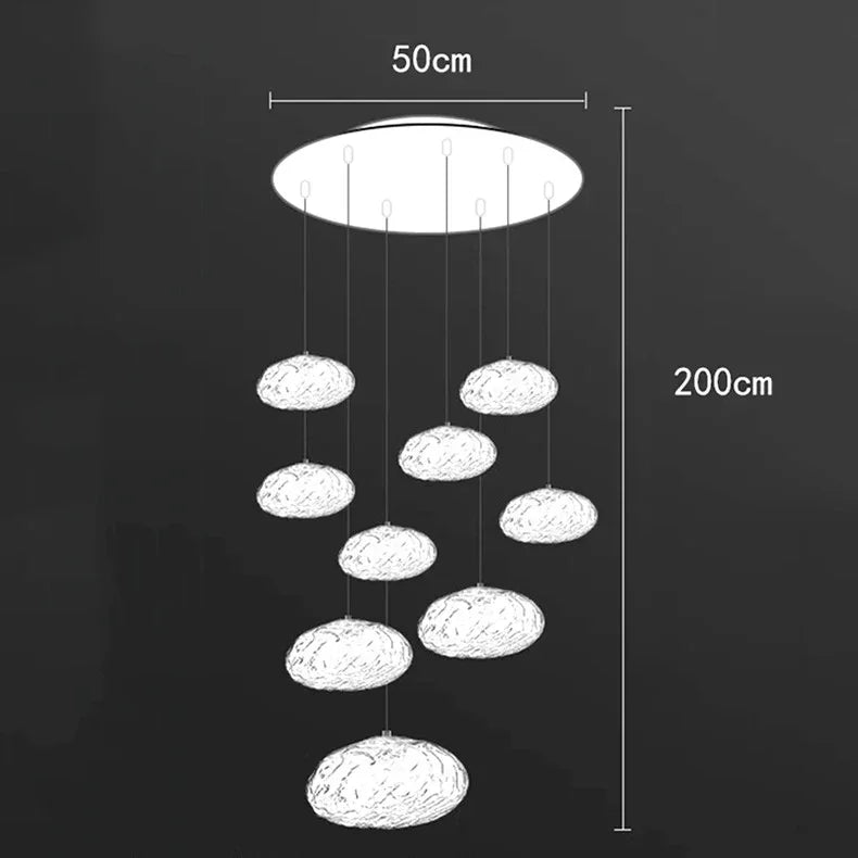 Nine light version drawn with a 50 cm plate and a 200 cm drop marked