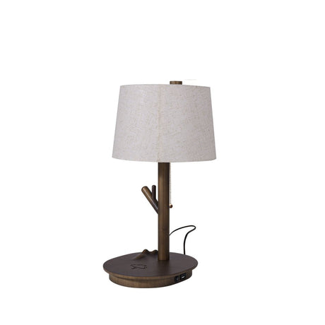 Branch stem side table lamp in walnut against a plain white ground