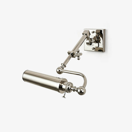 Polished tube on a double jointed arm rising from a square wall plate