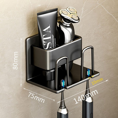 Compact adhesive storage caddy for bathroom counter