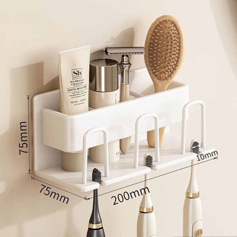 Adhesive counter organizer for toothbrushes and bathroom essentials