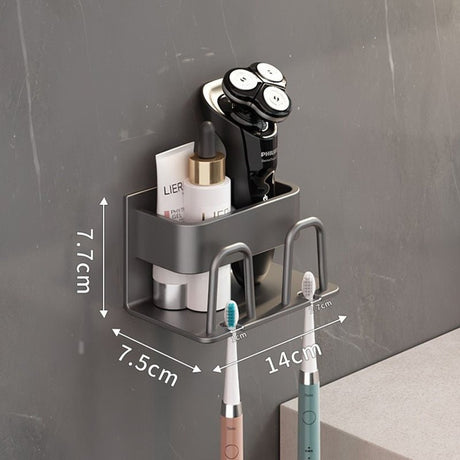 Sleek countertop organizer with compartments for bathroom items