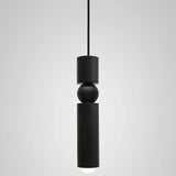 The black single pendant shown against a pale background