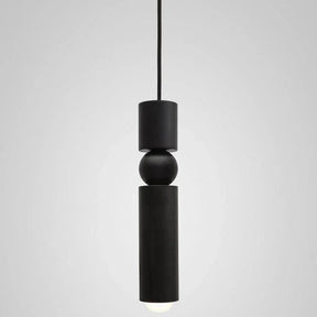 The black single pendant shown against a pale background