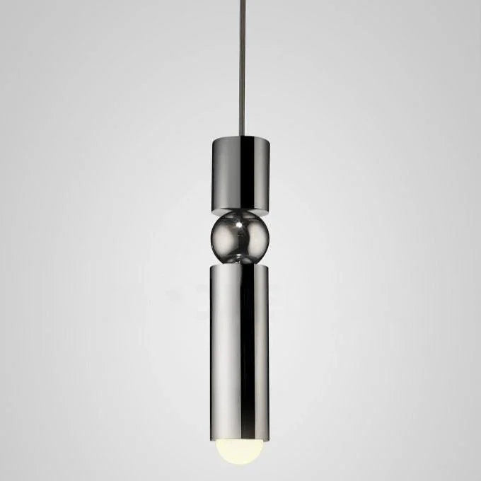 The chrome single pendant shown against a pale background