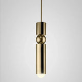 The gold single pendant shown against a pale background