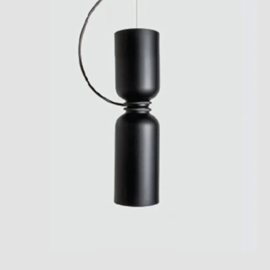 Slim black pendant made of two stacked cylinders