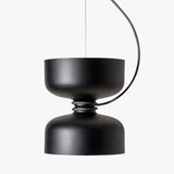 Black pendant with a deep bowl under a short cylinder