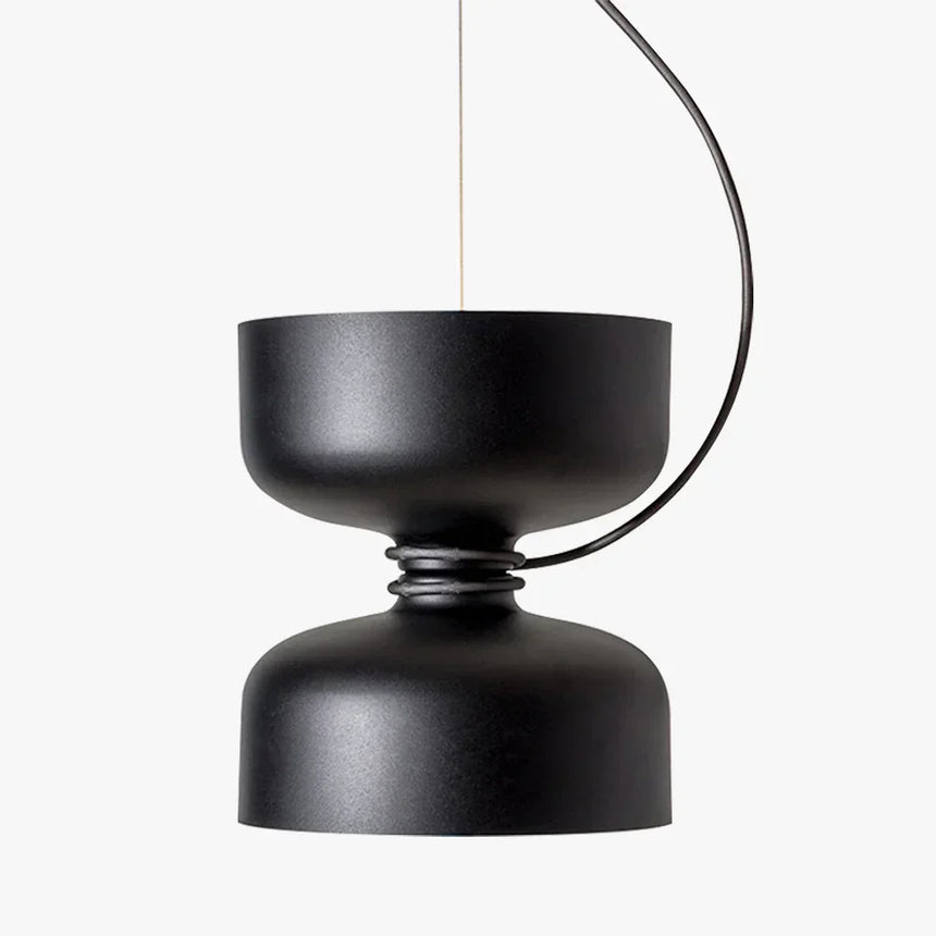 Black pendant with a deep bowl under a short cylinder