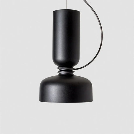 Tall black pendant with a long cylinder above a bowl